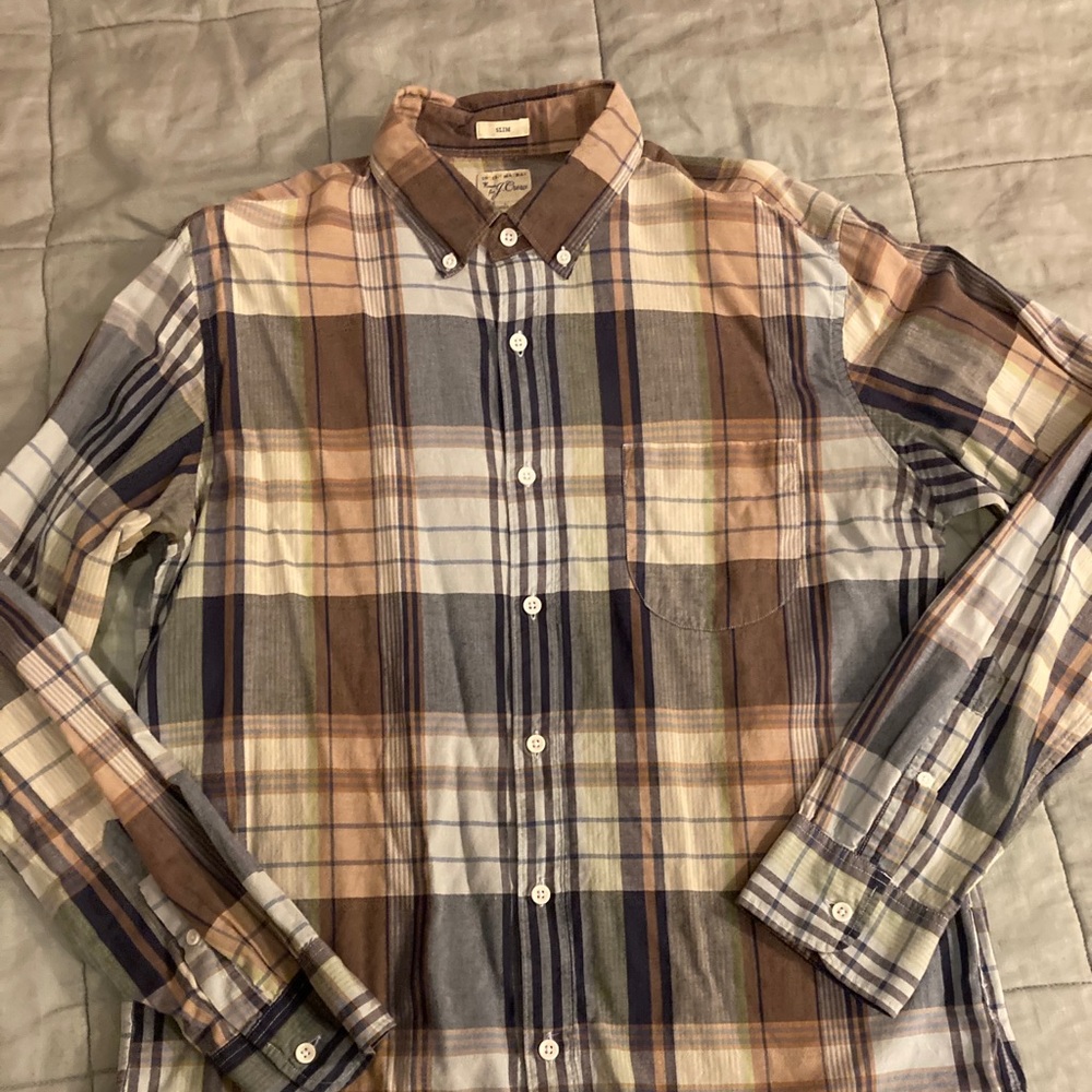 J.Crew Madras L/S size L button down in slim fit